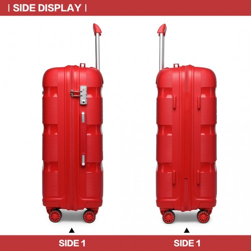Easy Luggage K2092L - Kono 24 Inch Bright Hard Shell PP Suitcase - Classic Collection - Red