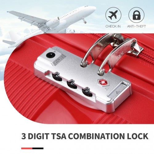 Easy Luggage K2092L - Kono 28 Inch Bright Hard Shell PP Suitcase - Classic Collection - Red