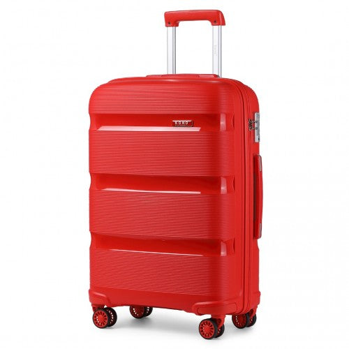 Easy Luggage K2092L - Kono 24 Inch Bright Hard Shell PP Suitcase - Classic Collection - Red