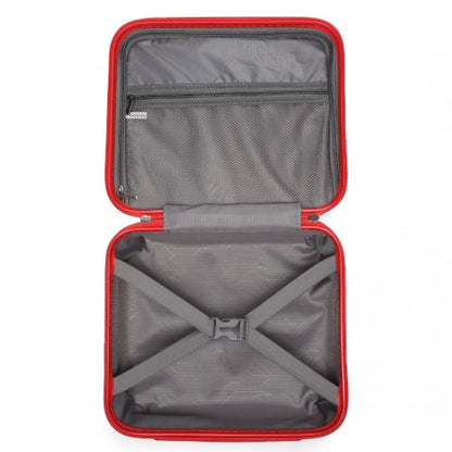 Easy Luggage K2092L - Kono Bright Hard Shell PP Suitcase With TSA Lock And Vanity Case 4 Pieces Set - Classic Collection - Red