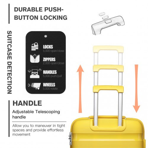 Easy Luggage K2092L - Kono 20 Inch Bright Hard Shell PP Carry-On Suitcase In Cabin Size - Yellow
