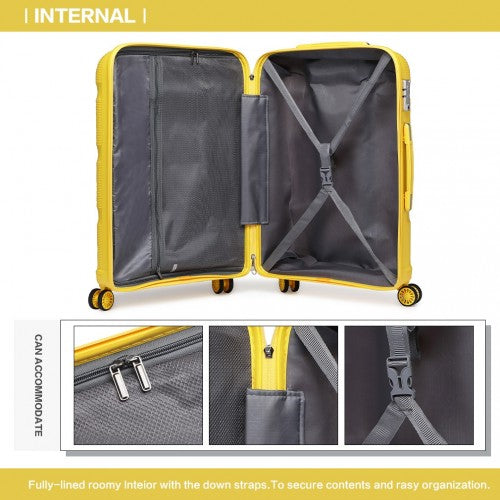 Easy Luggage K2092L - Kono 20 Inch Bright Hard Shell PP Carry-On Suitcase In Cabin Size - Yellow