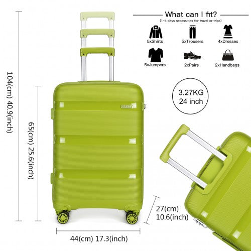 Easy Luggage K2092L - Kono 24 Inch Bright Hard Shell PP Suitcase - Classic Collection - Green