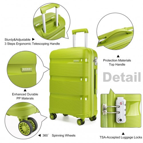 Easy Luggage K2092L - Kono 24 Inch Bright Hard Shell PP Suitcase - Classic Collection - Green