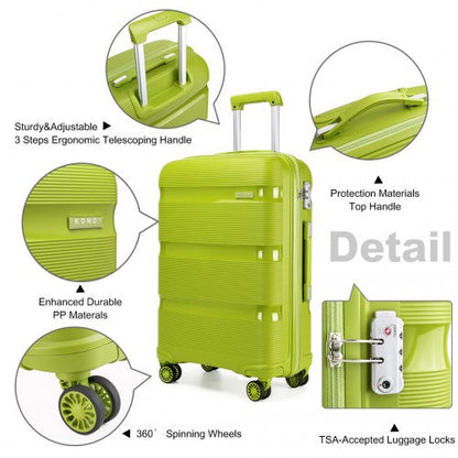 Easy Luggage K2092L - Kono 24 Inch Bright Hard Shell PP Suitcase - Classic Collection - Green