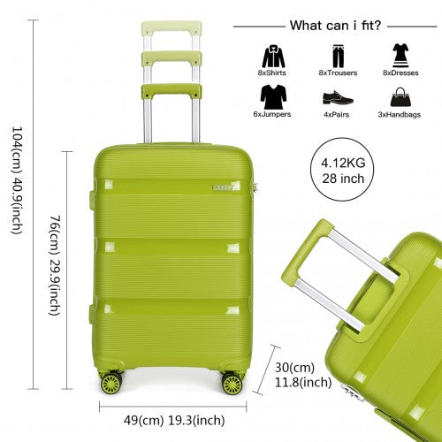 Easy Luggage K2092L - Kono 28 Inch Bright Hard Shell PP Suitcase - Classic Collection - Green