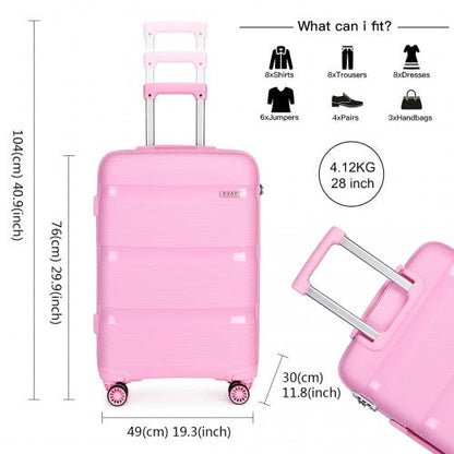 Easy Luggage K2092L - Kono 28 Inch Bright Hard Shell PP Suitcase - Classic Collection - Pink