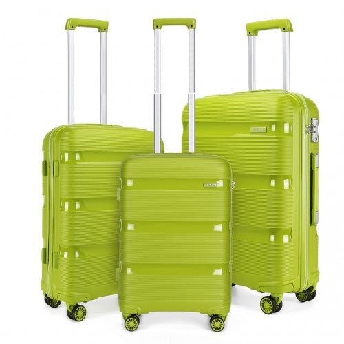 Easy Luggage K2092L - Kono Bright Hard Shell PP Suitcase 3 Pieces Set - Classic Collection - Green