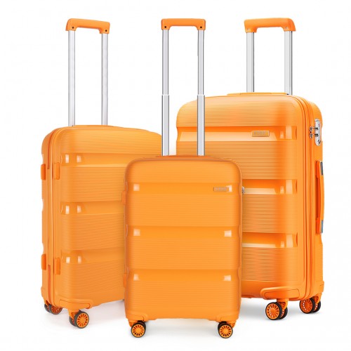 Easy Luggage K2092 - Kono Bright Hard Shell PP Suitcase 3 Pieces Set - Classic Collection - Orange