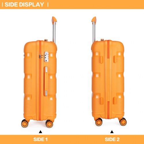 Easy Luggage K2092 - Kono Bright Hard Shell PP Suitcase 3 Pieces Set - Classic Collection - Orange