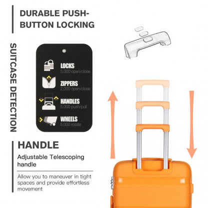 Easy Luggage K2092 - Kono Bright Hard Shell PP Suitcase 3 Pieces Set - Classic Collection - Orange