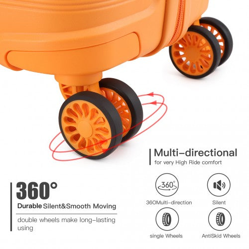 Easy Luggage K2092 - Kono Bright Hard Shell PP Suitcase 3 Pieces Set - Classic Collection - Orange