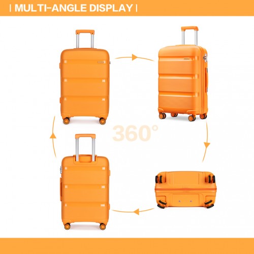 Easy Luggage K2092 - Kono Bright Hard Shell PP Suitcase 3 Pieces Set - Classic Collection - Orange