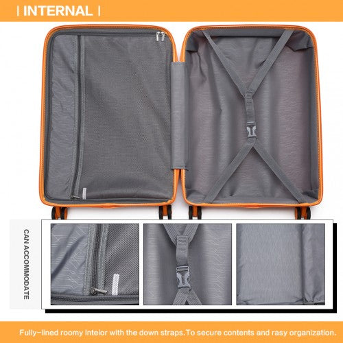 Easy Luggage K2092 - Kono Bright Hard Shell PP Suitcase 3 Pieces Set - Classic Collection - Orange