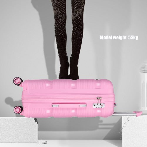 Easy Luggage K2092L - Kono Bright Hard Shell PP Suitcase 3 Pieces Set - Classic Collection - Pink