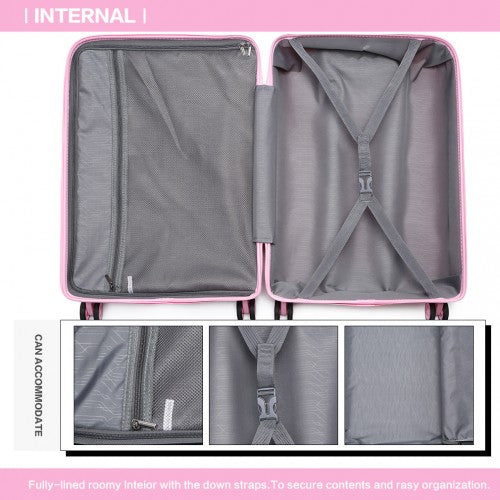 Easy Luggage K2092L - Kono Bright Hard Shell PP Suitcase 3 Pieces Set - Classic Collection - Pink