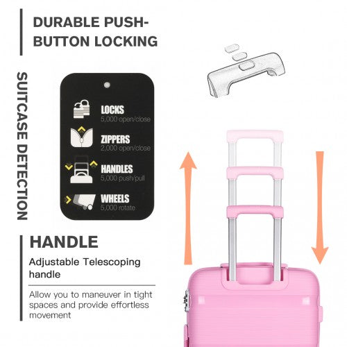 Easy Luggage K2092L - Kono Bright Hard Shell PP Suitcase 3 Pieces Set - Classic Collection - Pink