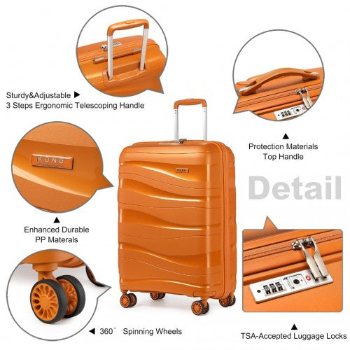 Easy Luggage K2094L - Kono 20 Inch Lightweight Polypropylene Hard Shell Suitcase With TSA Lock - Orange