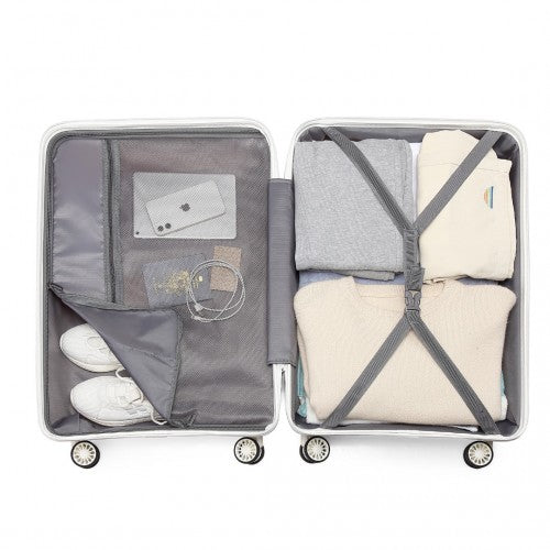 Easy Luggage K2094L - Kono 20 Inch Lightweight Polypropylene Hard Shell Suitcase With TSA Lock - Cream White