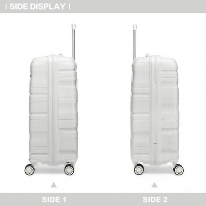 Easy Luggage K2094L - Kono 20 Inch Lightweight Polypropylene Hard Shell Suitcase With TSA Lock - Cream White