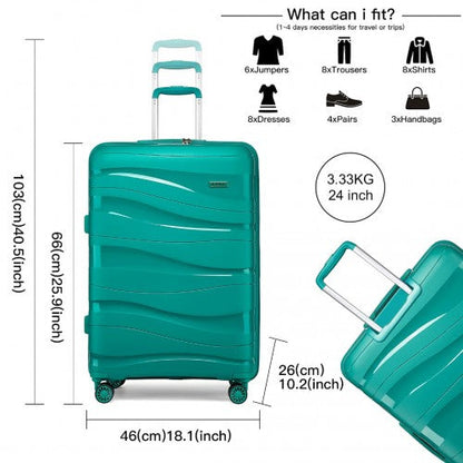Easy Luggage K2094L - Kono 24 Inch Lightweight Polypropylene Hard Shell Suitcase With TSA Lock - Blue