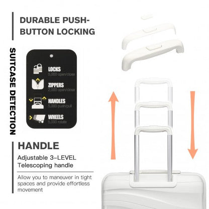 Easy Luggage K2094L - Kono 24 Inch Lightweight Polypropylene Hard Shell Suitcase With TSA Lock - Cream White