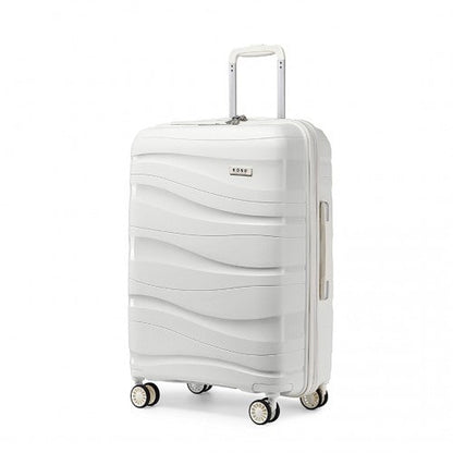 Easy Luggage K2094L - Kono 24 Inch Lightweight Polypropylene Hard Shell Suitcase With TSA Lock - Cream White