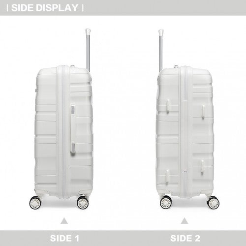 Easy Luggage K2094L - Kono 24 Inch Lightweight Polypropylene Hard Shell Suitcase With TSA Lock - Cream White