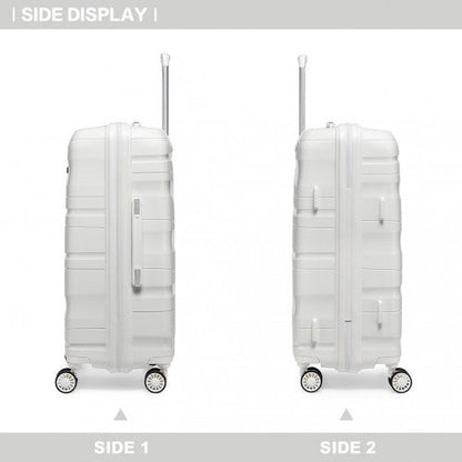 Easy Luggage K2094L - Kono 24 Inch Lightweight Polypropylene Hard Shell Suitcase With TSA Lock - Cream White