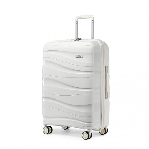 Easy Luggage K2094L - Kono 24 Inch Lightweight Polypropylene Hard Shell Suitcase With TSA Lock - Cream White
