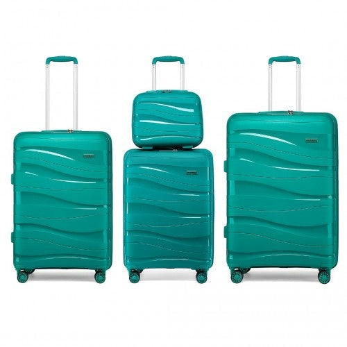 Easy Luggage K2094L - Kono Lightweight Polypropylene Hard Shell 4 Piece Suitcase Set With TSA Lock And Vanity Case - Blue