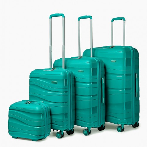 Easy Luggage K2094L - Kono Lightweight Polypropylene Hard Shell 4 Piece Suitcase Set With TSA Lock And Vanity Case - Blue