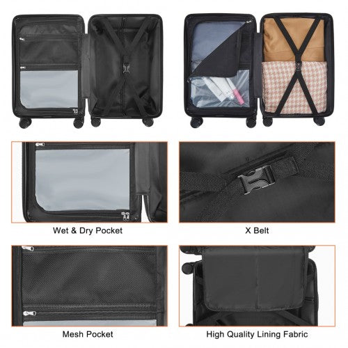 Easy Luggage K2291L - British Traveller 20 Inch Wide Handle Hard Shell PC Luggage With TSA Lock - Grey