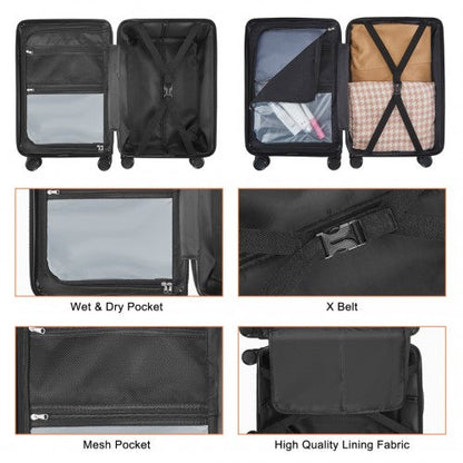 Easy Luggage K2291L - British Traveller 20 Inch Wide Handle Hard Shell PC Luggage With TSA Lock - Grey