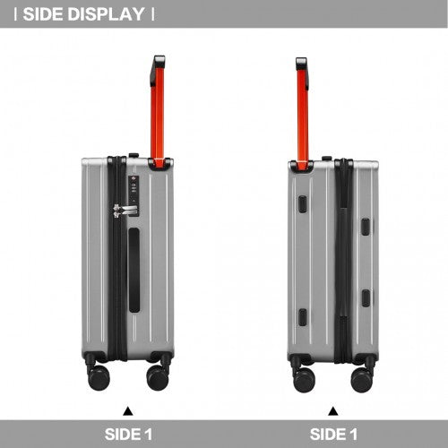 Easy Luggage K2291L - British Traveller 20 Inch Wide Handle Hard Shell PC Luggage With TSA Lock - Grey