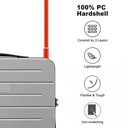 Easy Luggage K2291L - British Traveller 20 Inch Wide Handle Hard Shell PC Luggage With TSA Lock - Grey