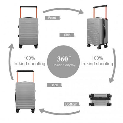 Easy Luggage K2291L - British Traveller 20 Inch Wide Handle Hard Shell PC Luggage With TSA Lock - Grey