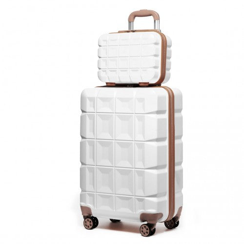 Easy Luggage K2292L - Kono 13/20 Inch Lightweight Hard Shell ABS Cabin Suitcase With TSA Lock And Vanity Case - White