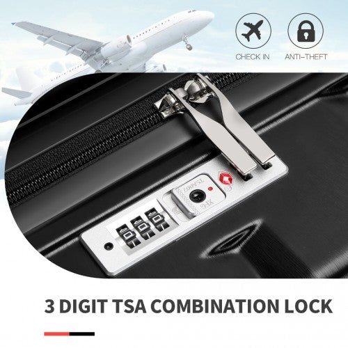 Easy Luggage K2292L - Kono 24 Inch Lightweight Hard Shell ABS Suitcase With TSA Lock - Black