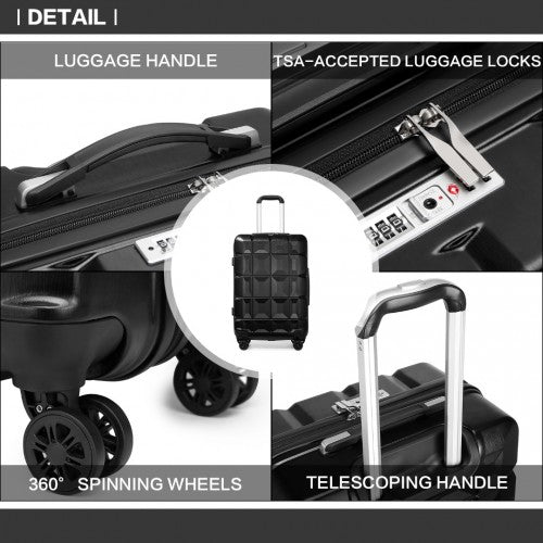 Easy Luggage K2292L - Kono 24 Inch Lightweight Hard Shell ABS Suitcase With TSA Lock - Black