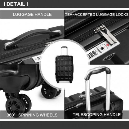 Easy Luggage K2292L - Kono 24 Inch Lightweight Hard Shell ABS Suitcase With TSA Lock - Black