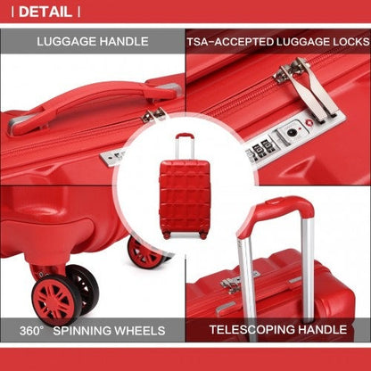Easy Luggage K2292L - Kono 24 Inch Lightweight Hard Shell ABS Suitcase With TSA Lock - Red