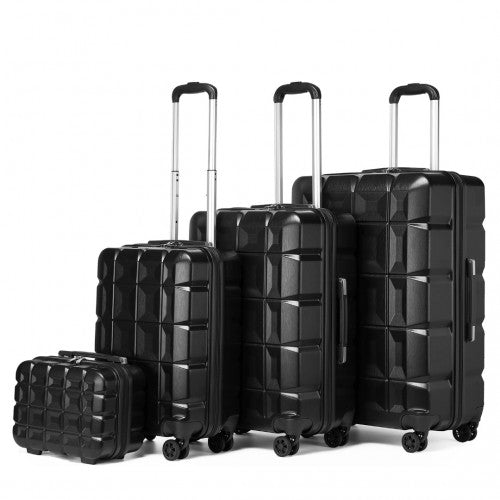 Easy Luggage K2292L - Kono Lightweight Hard Shell ABS Suitcase With TSA Lock And Vanity Case 4 Piece Set - Black