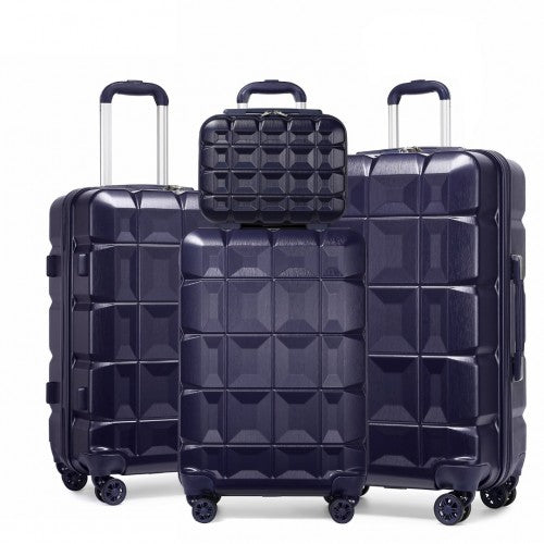 Easy Luggage K2292L - Kono Lightweight Hard Shell ABS Suitcase With TSA Lock And Vanity Case 4 Piece Set - Navy