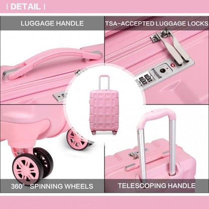 Easy Luggage K2292L - Kono Lightweight Hard Shell ABS Suitcase With TSA Lock And Vanity Case 4 Piece Set - Pink