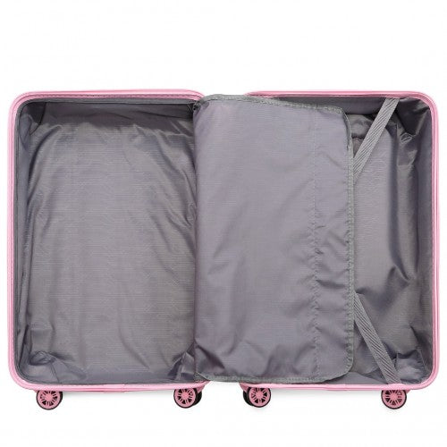 Easy Luggage K2292L - Kono Lightweight Hard Shell ABS Suitcase With TSA Lock And Vanity Case 4 Piece Set - Pink