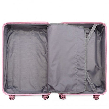 Easy Luggage K2292L - Kono Lightweight Hard Shell ABS Suitcase With TSA Lock And Vanity Case 4 Piece Set - Pink
