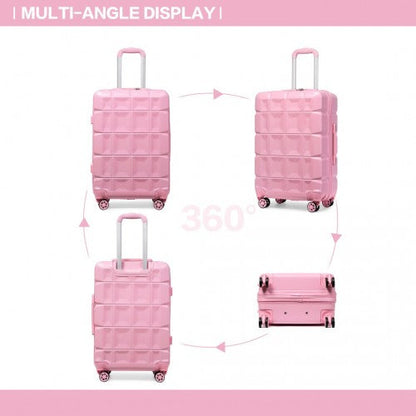 Easy Luggage K2292L - Kono Lightweight Hard Shell ABS Suitcase With TSA Lock And Vanity Case 4 Piece Set - Pink