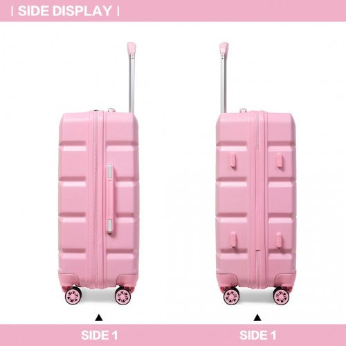 Easy Luggage K2292L - Kono Lightweight Hard Shell ABS Suitcase With TSA Lock And Vanity Case 4 Piece Set - Pink