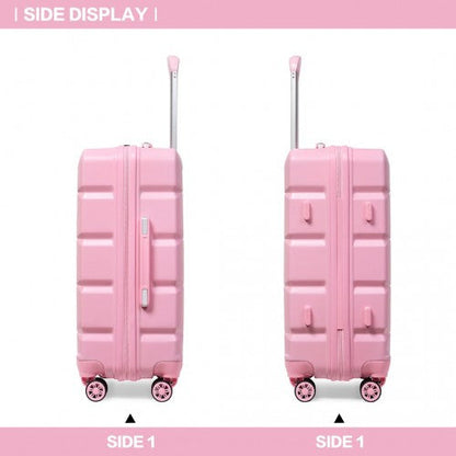 Easy Luggage K2292L - Kono Lightweight Hard Shell ABS Suitcase With TSA Lock And Vanity Case 4 Piece Set - Pink